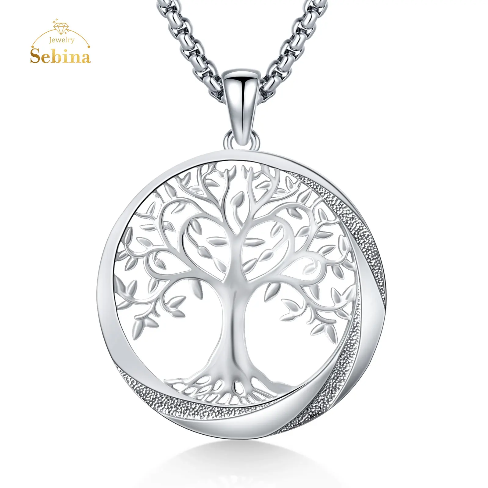 Silver Tree of Life Family Tree Pendant Necklace, Hypoallergenic Fit Daily Costume Jewelry, Anniversary Gifts for Women Mom Grandma