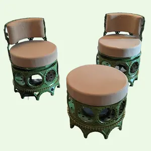 Pratt & Whitney R2800 Double Wasp Set of 2 Engine Case Chairs with Ottoman, Tan Italian Leather