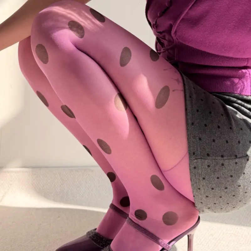 New Wave Style Fashion Colorful Large Polka Dot Silk Stocking, Ultra-Thin Transparent Underwear, Sexy Tights for Trendy Look Clothing