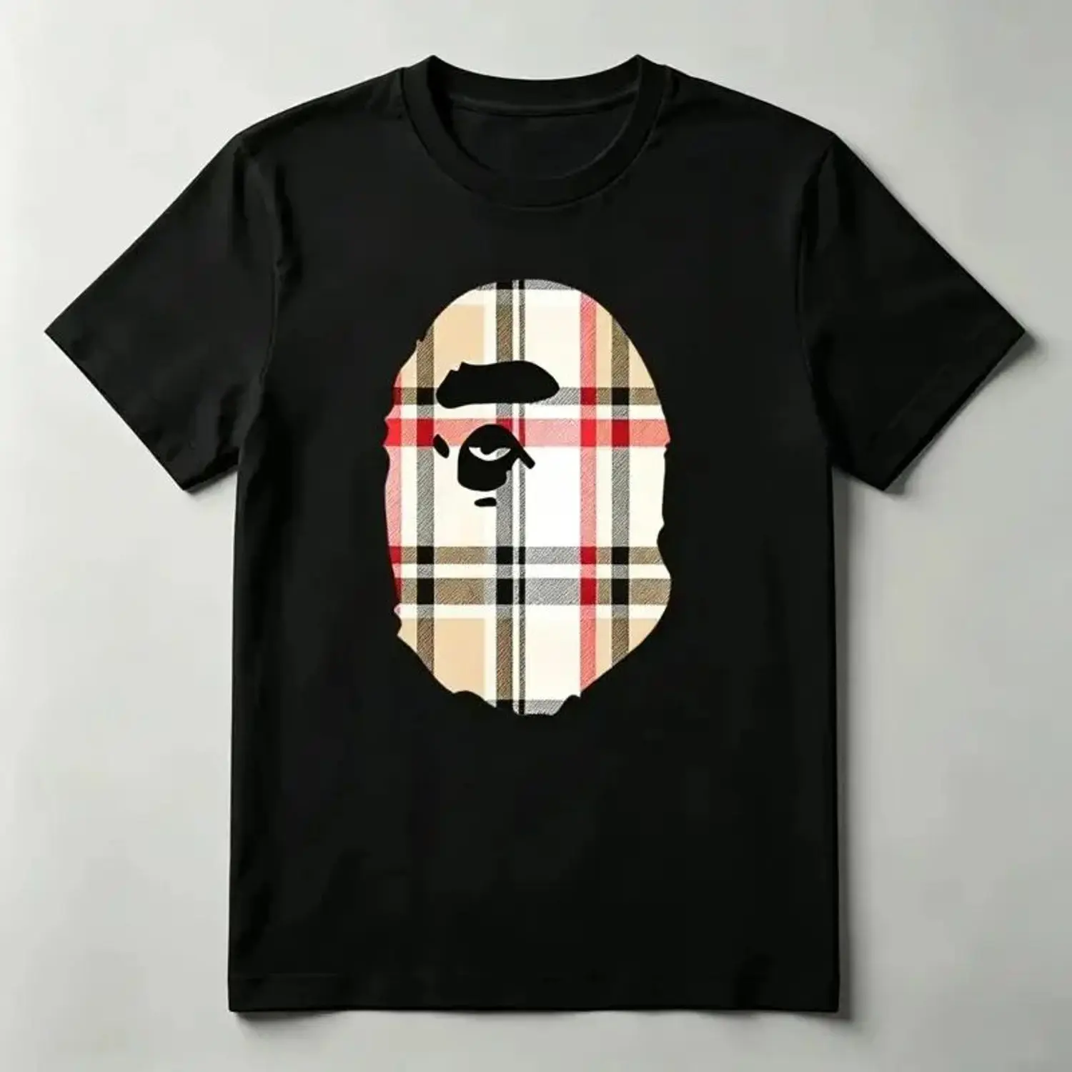 Houndstooth Ape Primate Family Graphic Mens T Shirt Retro Monkey Head Y2K Streetwear Crew Neck Short Sleeve Casual Tee Shirt