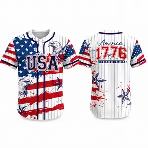 USA 250 Anniversary Baseball Jersey for Men Women, American Flag Eagle Button Down V Neck Shirt, 4th of July Independence Day Outfit, Summer Casual Clothes, 6 Colors, S-5XL, Men’s Wear,men fashion,summer men clothes,fashion men clothes