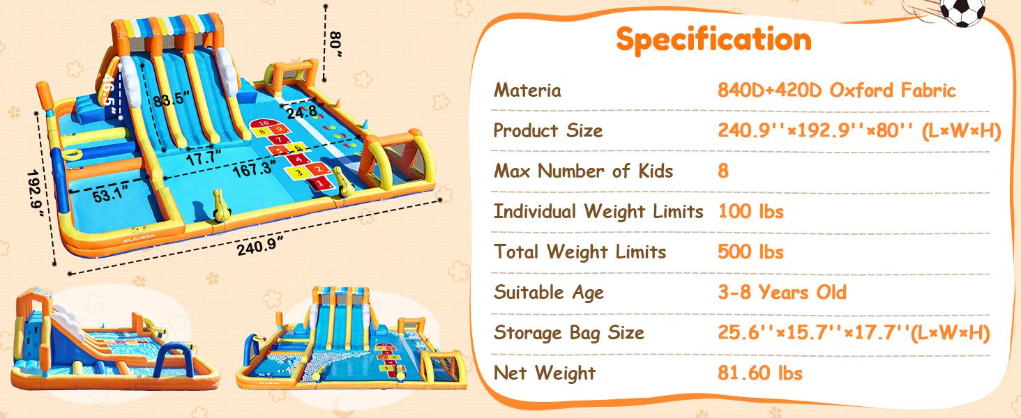 【Beautyhackher Exclusive】Inflatable Water Slide, Water Park for Big Kids,with Blower, Slides, Climbing Walls, Water Guns, and Deep Splash Pool, Indoor and outdoor, Summer Gifts 【Beautyhackher Exclusive】Inflatable Water Slide, Water Park for Big Kids,with Blower, Slides, Climbing Walls, Water Guns, and Deep Splash Pool, Indoor and outdoor, Summer Gifts