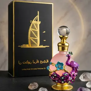 Natural Women's Perfume Oil Concentrate, Long-Lasting Floral Fragrance, Middle Eastern Musk Scent, 15ML Peacock Enamel Bottle, Portable Design, Elegant Alluring Fragrance