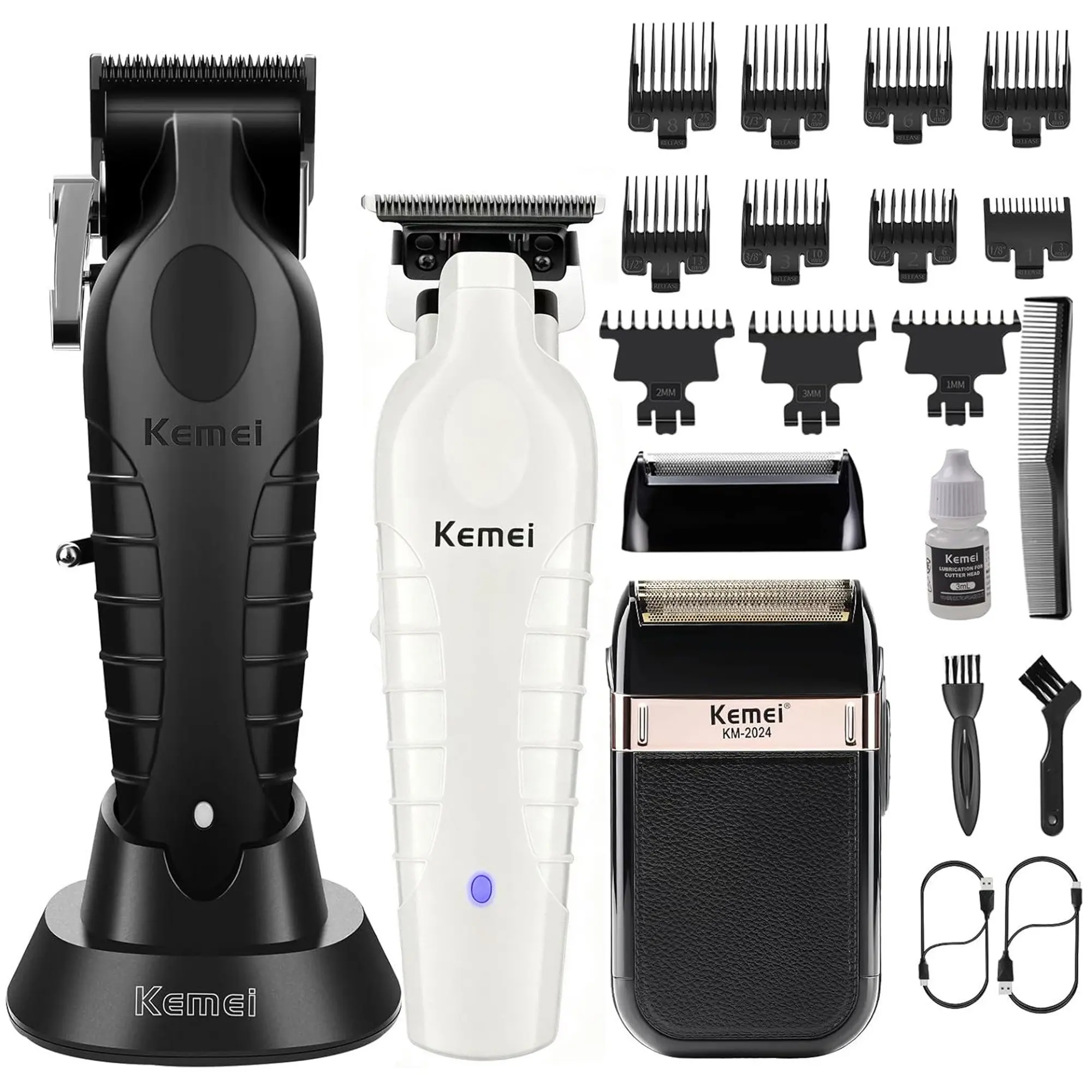 Kemei Professional Men's Hair Clipper Set，kemei2296，kemei2299white，kemei2024