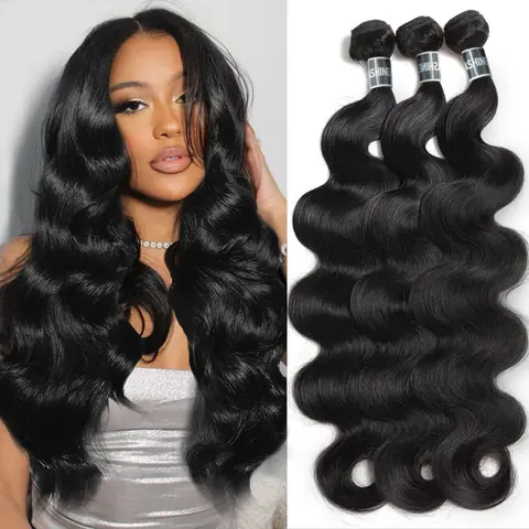 [Ashine] 10A Brazilian Body Wavy Human Hair 3 Bundles 100%  Virgin Human Hair Weave Bundles Hair Extensions Natural Color