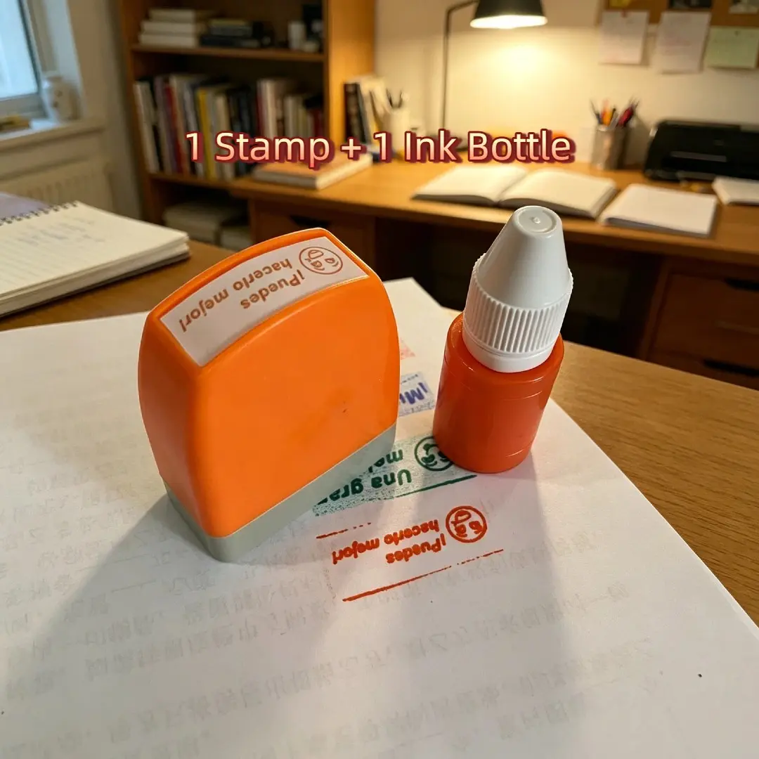Self-Inking Teacher Stamps Set, Spanish Language, Reward & Feedback Stamps, Rubber Classroom Stamps, Homework Incentive Tools