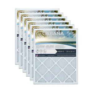 Cabana Air Filters 6 Pack HVAC Furnace Air Filters, MERV 5, 20 x 25 x 1, White