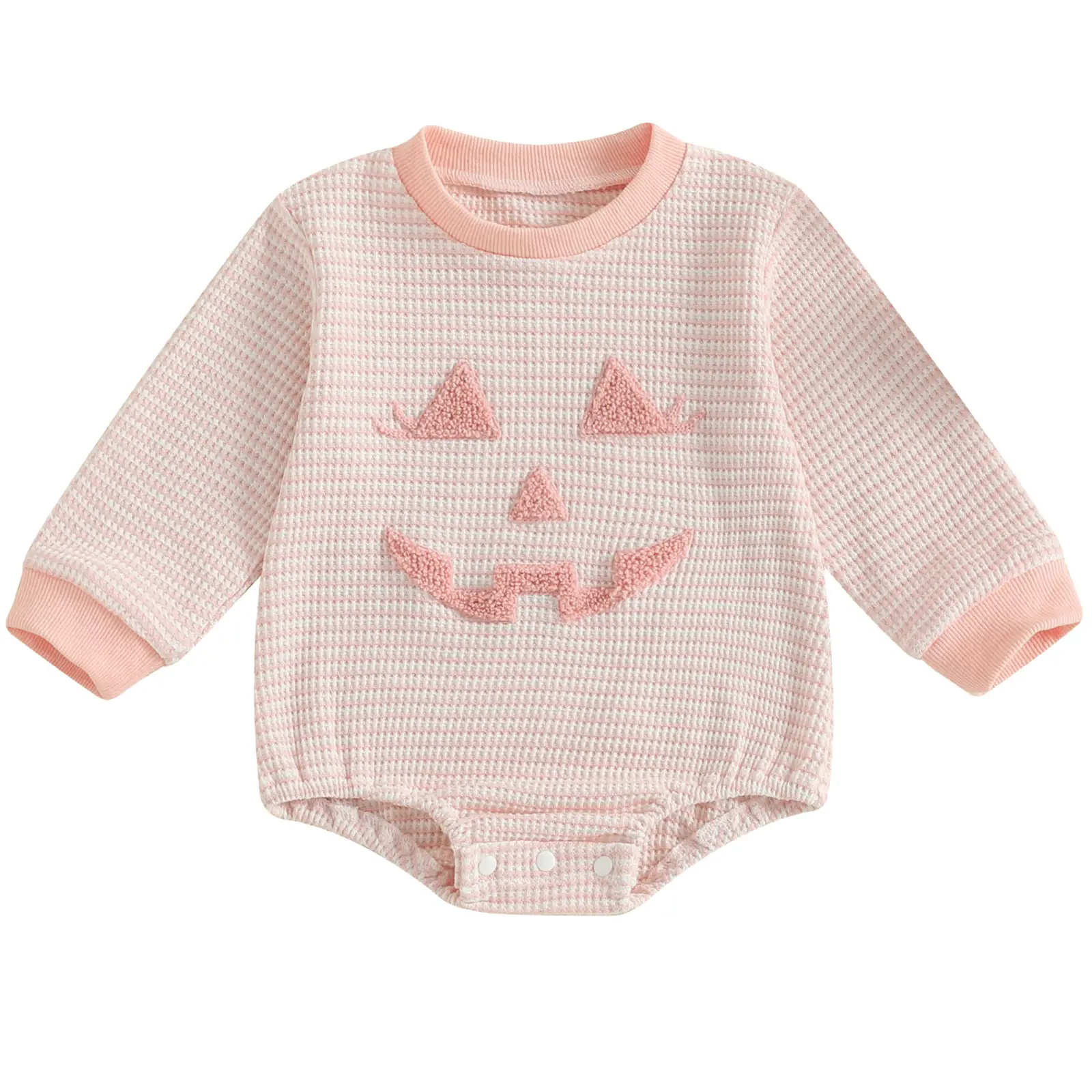 Infant Baby Girl Boy Halloween Outfit Ghost Face Sweatshirt Romper Halloween Sweater Onesie Waffle Bubble Bodysuit Fall Clothes