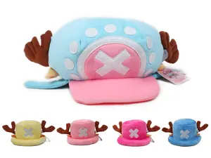 Chopper Hat One Piece Anime Tony Tony Chopper Cosplay Plush Cap Manga Reindeer Costume Monkey D. Luffy Straw hat Pirates Great Gift for Weebs Cotton Mens