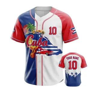 Custom Cuba Baseball Jersey, Cuban Flag, Classic Car, Personalized Fan Top