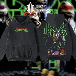BOD - Teenage Mutant Ninja Turtles Vintage Unisex Oversize Washed Cotton T-shirt Hoodie, Graphic Tee,Turtle Lover, Turtle Merch Fan, Outfits Men, Boys Merch Top