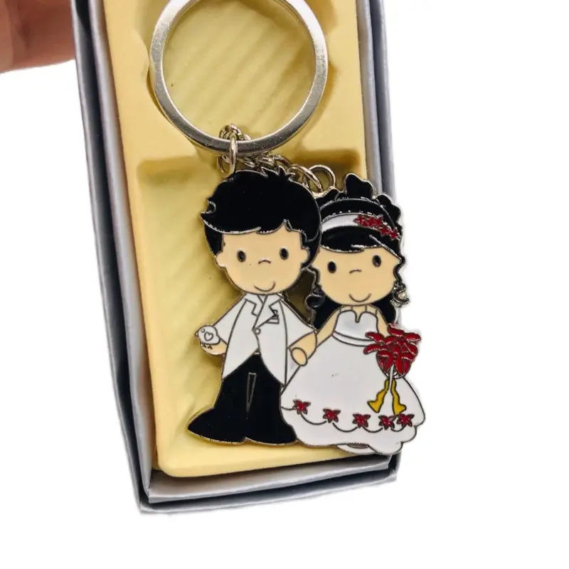 Metal Keychains Wedding Favors - 12pcs Romantic Couple Design, 2.5in Compact Accessory, Gift Boxed for Special Day (Gift & More Collection)