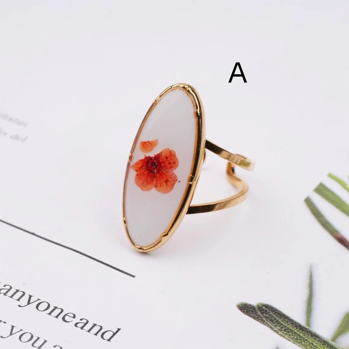 Real Flowers Resin Ring, Floral Jewelry Open Ring, Dried Flower Ring, Gift for Mom, Anniversary, Birthday/Fall