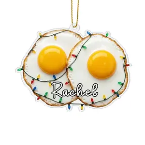 Personalized Fried Eggs Acrylic Ornament, Custom Breakfast Egg Lover Christmas Keepsake Holiday Hanging Decoration