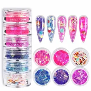 6pcs Nail Art Sequins Glitter Kits for Nail Decoration, Metallic Shining Flakes for DIY Manicure and Nail Art, Perfect Glitter Set
