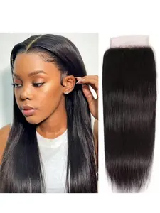 4x4 Lace Closure Transparent Brazilian Human Hair, Natural, Straight & Body Wave Texture, Free Part Design, Unprocessed Quality