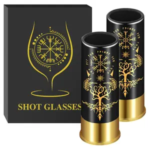 Set of 2 Totem Pattern Shot Glasses, 45ML 12GA Plastic Whiskey Cups, Ideal for Kitchen Dining Party,Bar Essential