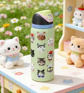 Owala FreeSip 32oz Cat Drinkware Flask with Adorable Cat Designs and Convenient Lid for On-the-go Use and Home  Mug Water Bottles Tumbler Bottled Portable fathersdaygift