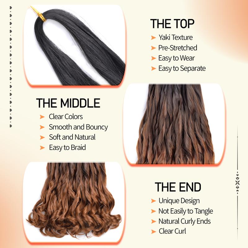 VITORISH Synthetic French Curl Braiding Hair for Black Women 22Inch & 16Inch Curly Braiding Hair for Box Braids 75g/Pack Bouncy French Curly Braiding Hair Extensions 16Inch 8Pcs & 3pcs Pre-stretched Spiral Curl Braids