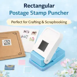 Stamp Puncher Rectangular Postage Stamp Punch 1X0.8inch, Stamp Hole Puncher Scalloped Rectangle Lever Action Paper Punches for Crafting Scrapbooking DIY Card Making Arts Crafts Supplies