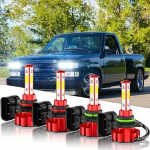 Fit for Chevy for Si-lverado Tahoe C10 C/K 1500 1994-1998 LED Headlights Bulbs, 9005 9006 100W 500% Brightness Super Bright 6500K Cool White 12000LM Plug And Play, Pack Of 4