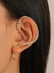 Snake Design Ear Cuff, Punk Style Vintage Exaggerated Earrings, Fashion Jewelry Accessories for Women & Girls, Trendy All-match & Exquisite Jewelry for Birthday Gift, Earcuff