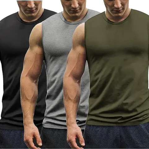 COOFANDY Men's 3 Pack Workout Tank Tops Gym Muscle Tee Bodybuilding Fitness Sleeveless T Shirts