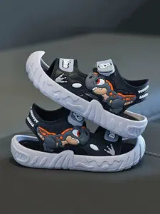 Boys' Summer New Soft Sole Velcro Sandals, Kids Outdoor Sports Casual Shoes, Minimalist Style PVC Beach Slippers