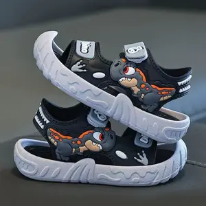 Boys' Summer New Soft Sole Velcro Sandals, Kids Outdoor Sports Casual Shoes, Minimalist Style PVC Beach Slippers