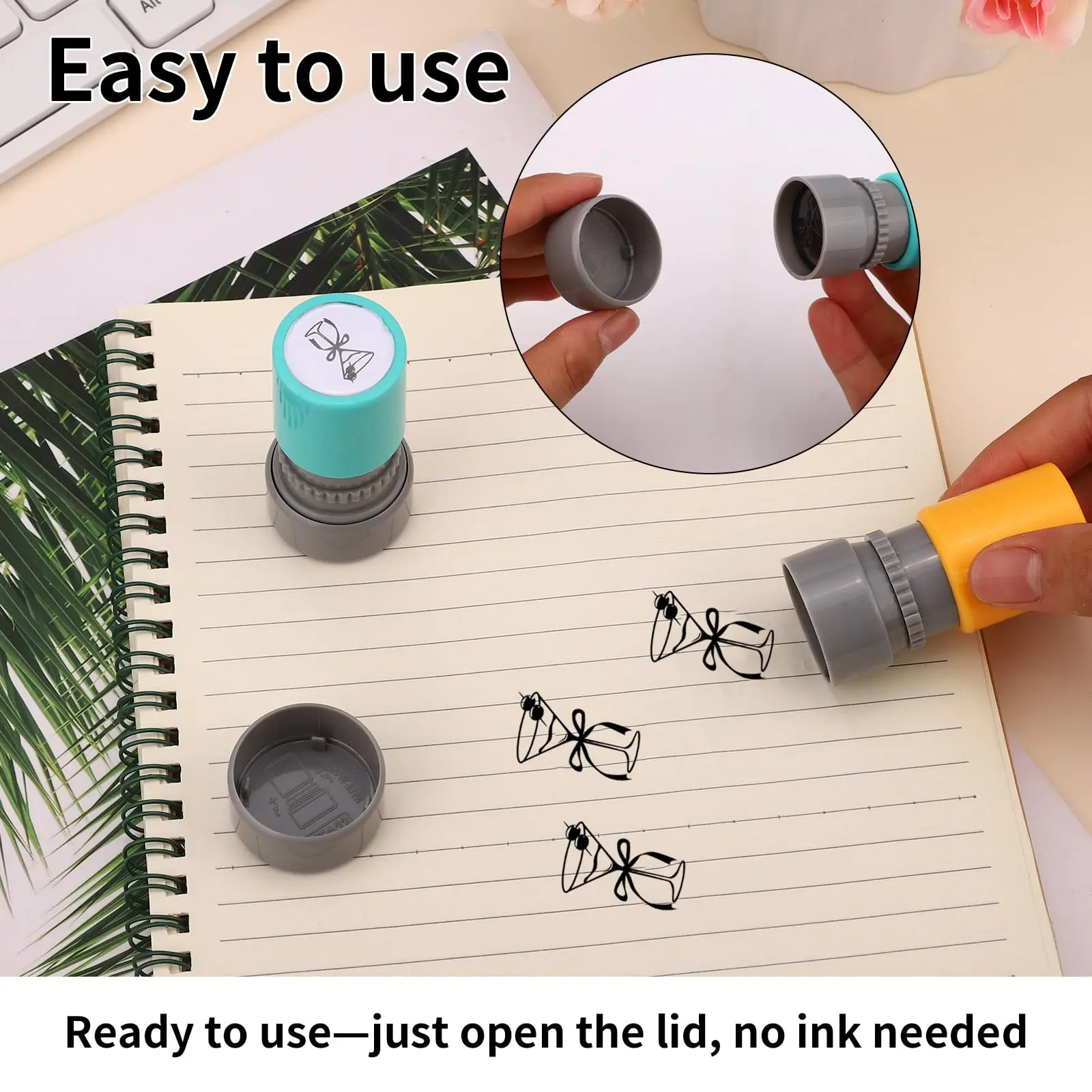 Martini Glass Stamp, Cocktail Self-Inking Rubber Stamp, Compact Size, Party, Holiday, Festival, Bar, Disco, Loyalty Card, Promotion, Event Versatility, Event Use