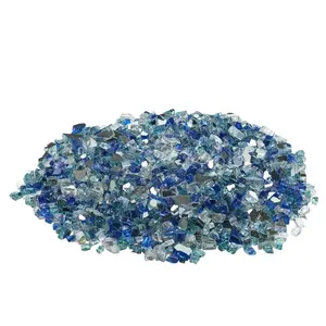 10 LBS Fire Glass 1/2-Inch Fireplace Glass Rocks Cobalt Blue Aqua Blue Clear
