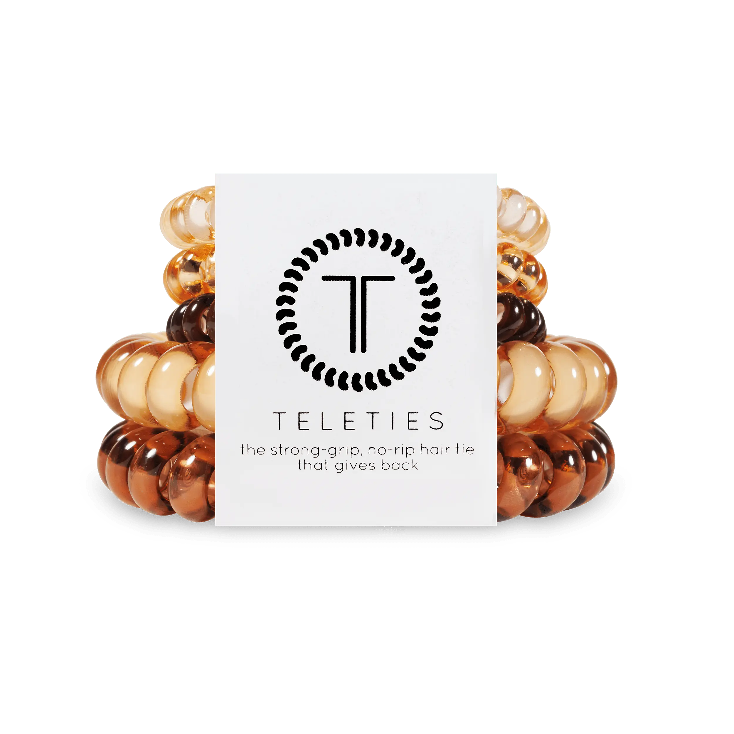 TELETIES - Anything But Basic - Neutral Mixed Pack Hair Ties - Pack of Five - Strong Grip Ponytails Elastics