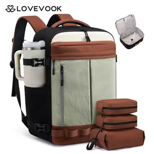LOVEVOOK 40L Travel Backpack for Women Men, Airline Approved Carry On Luggage with 3 Cubes Accessories, TSA Personal Item Travel Cruise Essentials, Waterproof Weekender Overnight Bags fits 17" Laptop outdoorfun