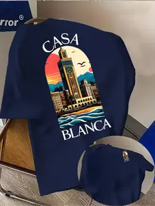 Men's Graphic Print Short Sleeve T-Shirt, Fashion Streetwear Retro Top, Breathable Casual Long Tee, All Seasons Sportswear