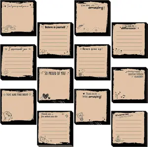 12 Pcs Inspirational Sticky Notes with Lines Cute Motivational Memo Pad Employee Appreciation Gifts Bulk for Teacher Nurse Coworkers Office 3 x 3'' 50 Sheets/Pad
