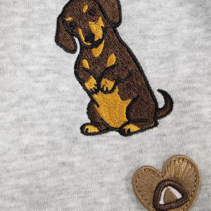 Aelfric Eden Dachshund Longline Shorts High Waist Oversized Wide Leg Longline Fit Dachshund Embroidery Detail  Drawstring Elastic Waist Soft Fabric Cute Casual Streetwear Unisex Bottoms