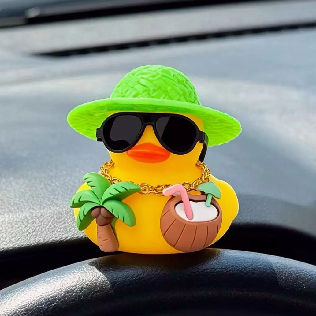 Fun yellow Car Duck Rubber Duck Car Ornaments Duck Car Dashboard Decorations Whimsy