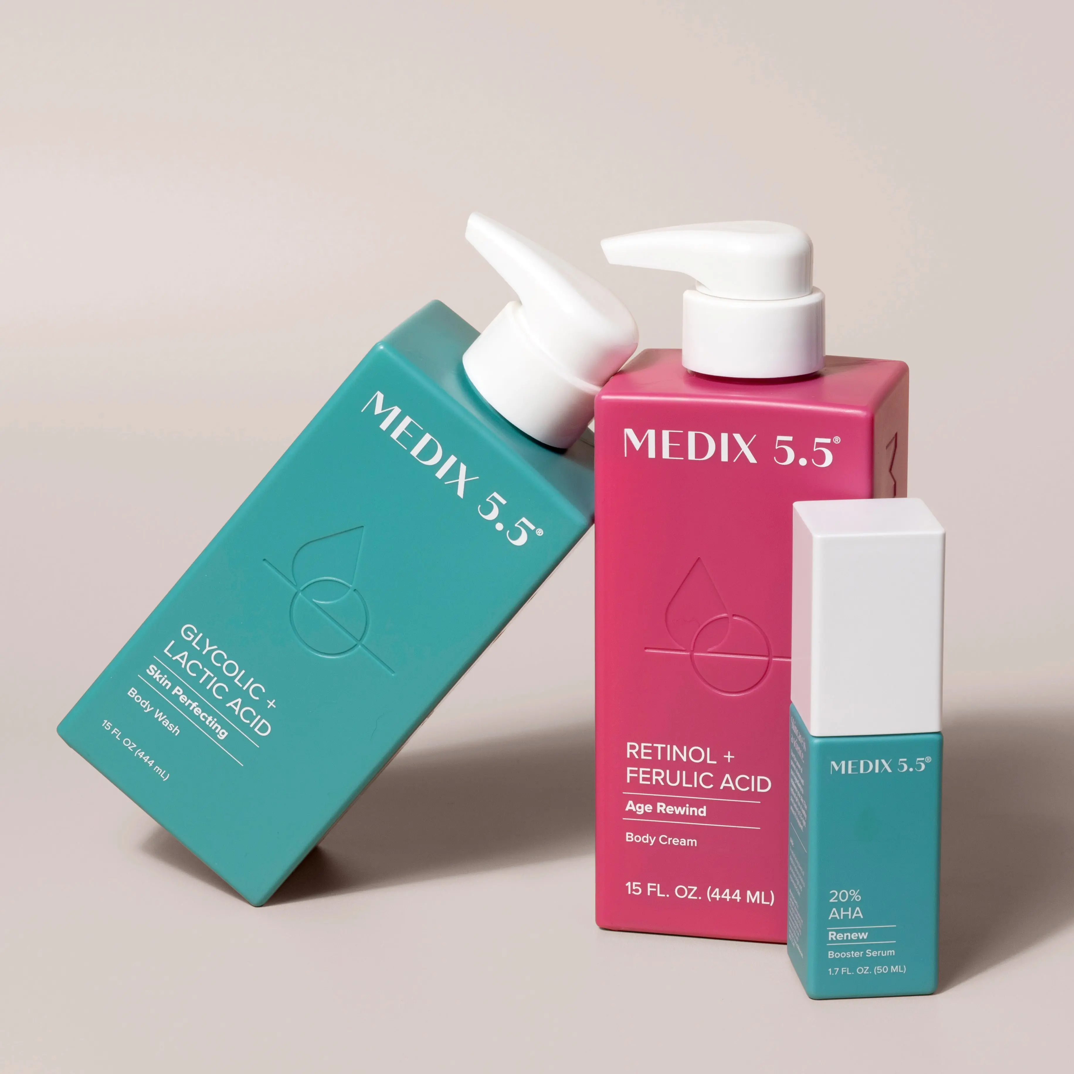 MEDIX 5.5 Age Rewind Bundle - 3-Step Routine for Smoother Firmer Renewed Skin with Glycolic Acid Retinol & AHA