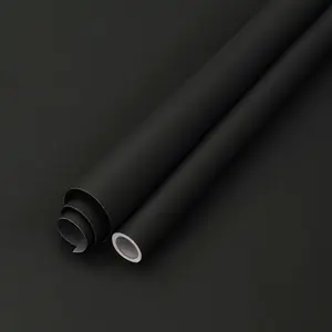 Matte Black Peel and Stick Wallpaper 17.72x78.74, Self-Adhesive and Removable Vinyl Wallpaper Waterproof and Oil Proof Contact Paper for Cabinets Countertops Wall Covering