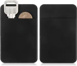 2 PCS Flat Thin Wallet Key Holder, Slim Credit Card Holders, Minimalist Slim Key Organizer Sleeve with Big Compartment, Compact Card Sleeve for Women Men (Black)