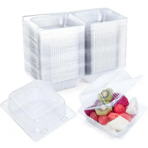 Clear Plastic Containers with Lids for Food, Thickened Disposable Sandwich Containers Clamshell Boxes for Cake Slice, Dessert, Hamburger, Salad, Pastry, Fruits, Takeout Tray