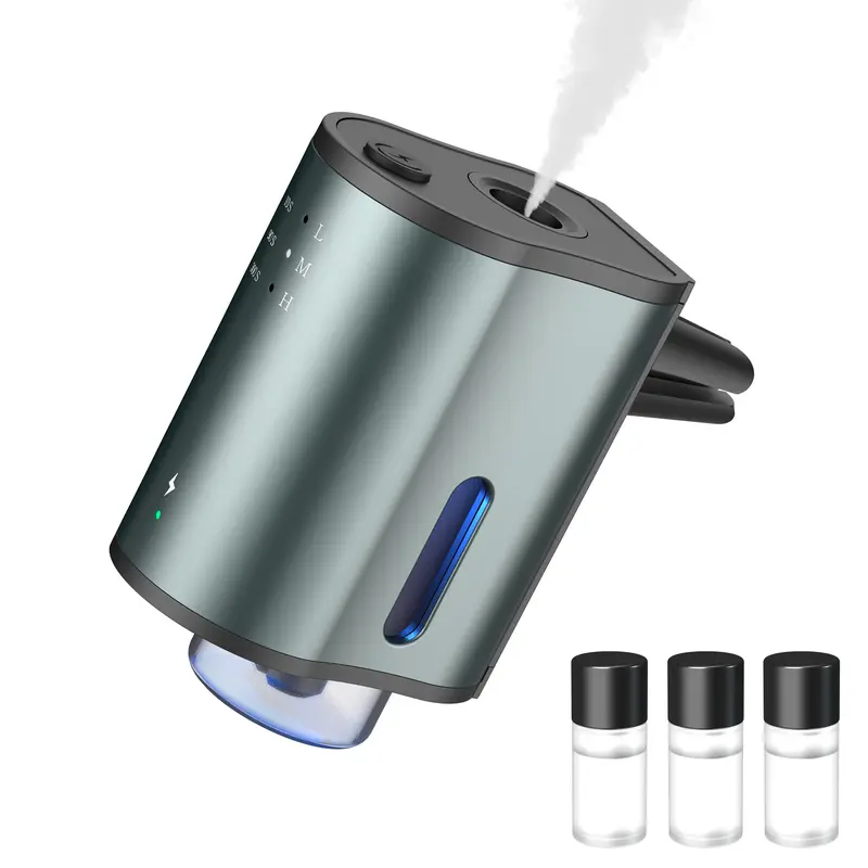 Portable Smart Car Air Freshener, Odor Eliminator, Aromatherapy Accessory - 3 Intensity Levels Natural Fragrance, Customize Your Drive, Includes 3*10ML Natural Perfumes, Car Odor Eliminator, Car Aromatherapy