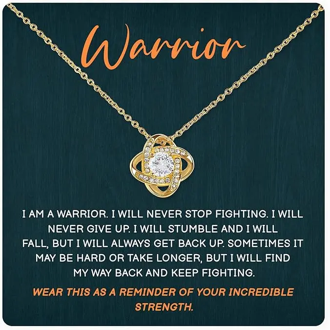 Cancer Warrior Necklace - Inspirational Gift Strong Women Gift - Strength Necklaces For Women - Encouragement Necklace For Women With A Beautiful Message Card