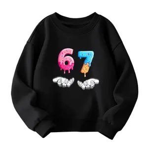 Girls' Spring & Fall Casual Fashion Sweatshirt, Creative Six Seven67 Christmas Series, Number 67 Print, Long Sleeve, Soft Clothing, Gift, Game Day Sweatshirt,Number Tee for Girls 67 Years Old christmas outfit christmas gift