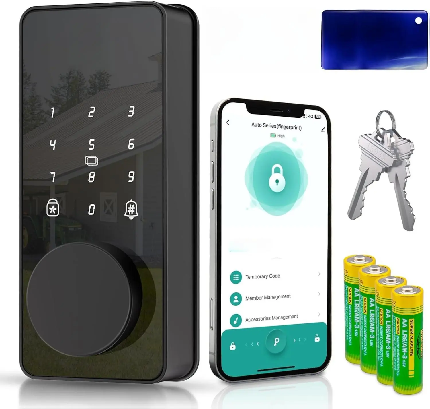 Keyless Entry Door Lock, Biquole Smart Lock with Keypad, Auto & One Touch Lock, Smart Locks for Front Door Easy Installation, App Control,Anti-Peeking Password, Fingerprint