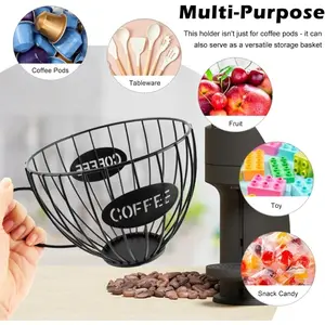 Large Capacity Iron Coffee Pod Storage Rack, Multi-Functional Filter Holder Basket, Ideal for Kitchen Countertop, Office Space Organization