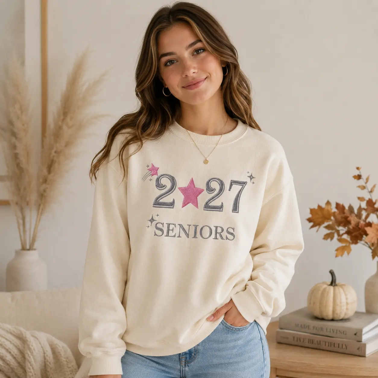 Senior 2027 Embroidered T-Shirt, Class of 2027 Sweater, Graduation Gift, School Spirit Hoodie, Back To School Gift