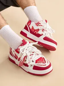 Lightweight Breathable Low Cut Casual Thick Soled Sports Shoes Multifunctional Men's Red White Sneakers trendy shoe casual sportswear