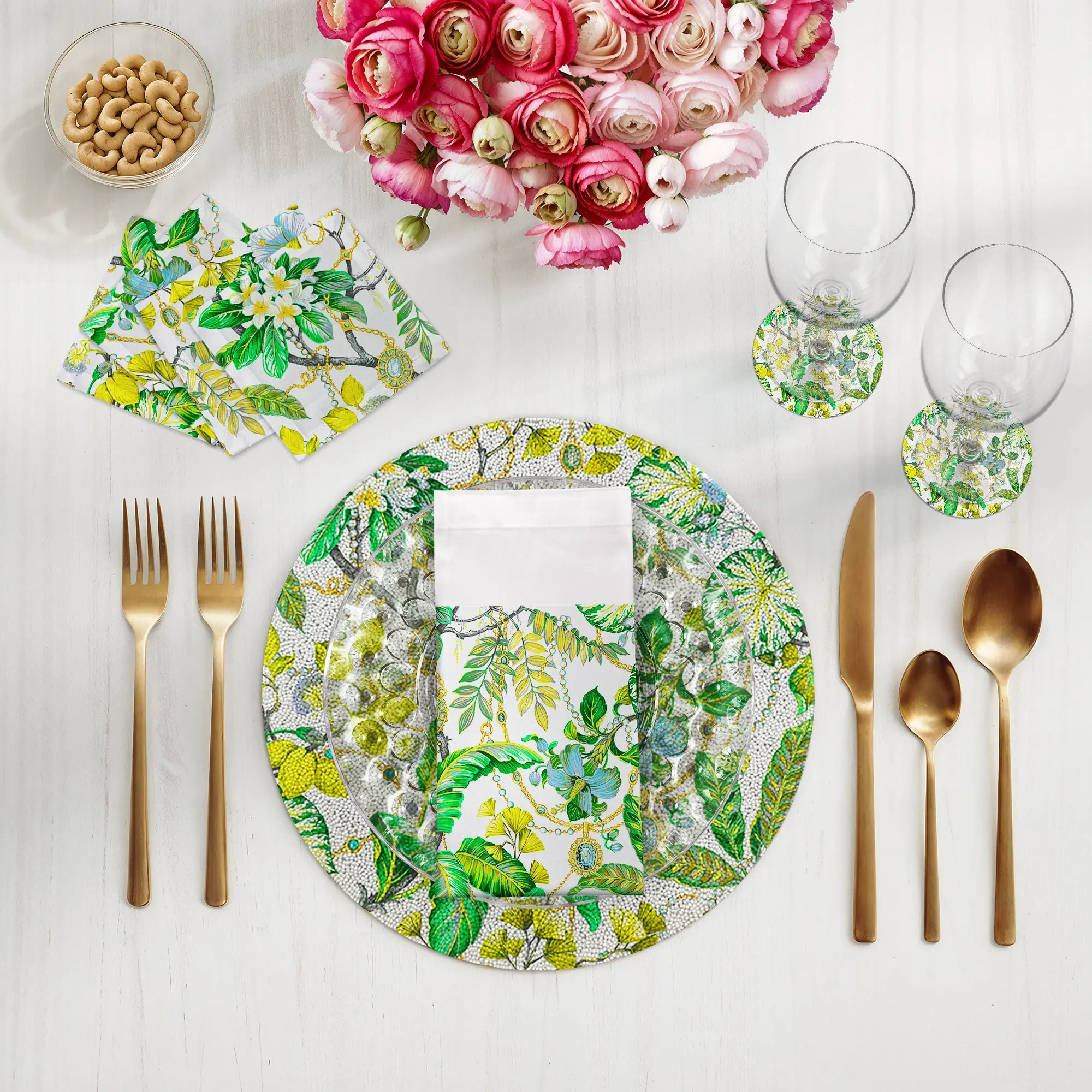 Plumeria Lemon Round Smooth Beaded Placemats