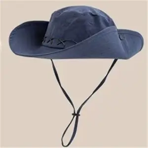 Big head circumference retro western cowboy hat new outdoor mountaineering brown big brim sunshade bucket hat sunscreen
